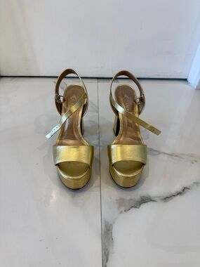 Carta o Gold Platform Sandals with Ankle Strap